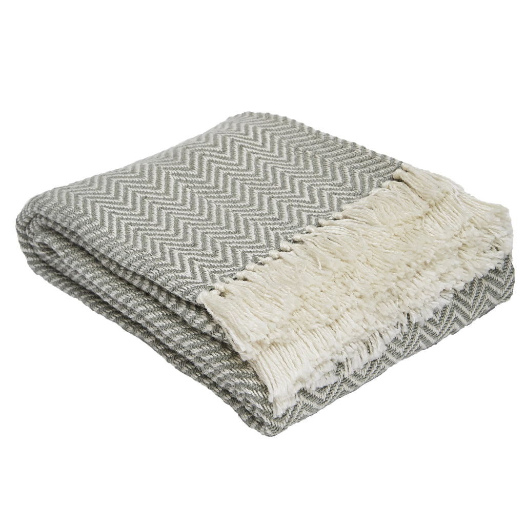 Dove Grey Herringbone Blanket