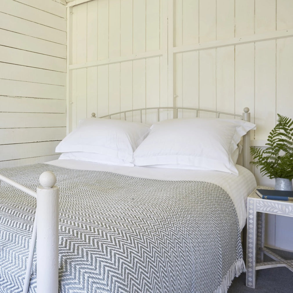 Dove Grey Herringbone Blanket