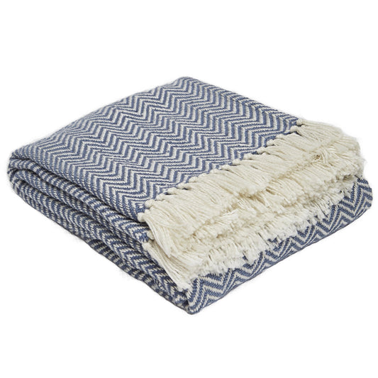 Navy Herringbone Blanket