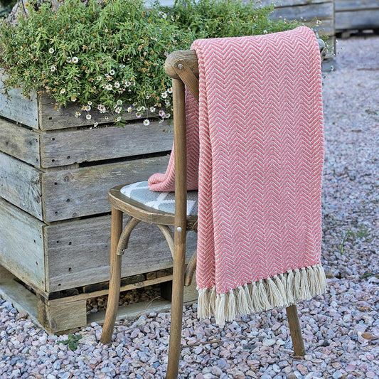 Coral Herringbone Blanket